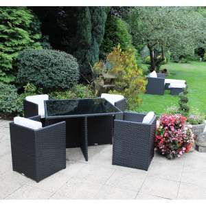 Bentley Garden Rattan 5 Piece Cube Furniture Set – Black & Cream £306.99 at buydirect4u