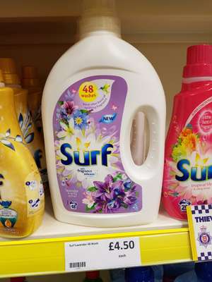 Surf Laundry detergent liquid 48 washes £4.50 instore @ Heron Foods