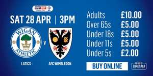 Wigan athletic promotion party £10 for adults £5 for U18