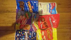 Bags of chocolates (Smarties, Caramac, Munchies, Yorkie, Milkybar 50p at Asda