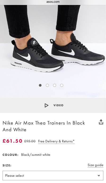 Ladies Air Max Thea in colour black size 2.5 & 3 for sale!! £61.50 @ Asos
