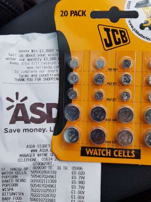Asda stockport JCB watch batteries £4.50 scanning @ 0.02