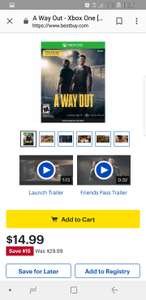 A Way Out Xbox digital download from BestBuy for £11.07