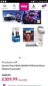 Playstation VR2 Starter pack + Doom VFR + Move motion controller £283.98 with code @ Very