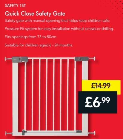 Quick Close Safety Gate £6.99 reduced from £14.99 @ Lidl from the 31st May