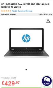 HP Core I5-7200 8GB 1TB 15.6 Inch £429.97 @ Laptops direct