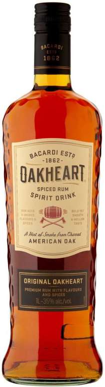Bacardi Oakheart Smooth & Spiced Spirit Drink Spiced Rum 1 litre - £16 Asda