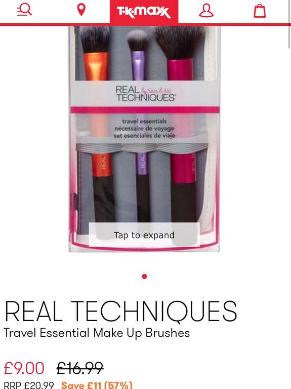 Real techniques brush set now £9 at  TK Maxx (+ £1.99 c&c / £3.99 delivery)