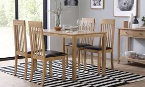 Milton Oak Dining Table - with 4 Oxford Chairs (Brown Seat Pad) - £249 @ Furniture Choice
