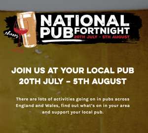 NOW LIVE | 50,000 Free Drinks Available for National Pub Fortnight