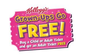 Grownups go free with kelloggs vouchers found on Kellogs products.