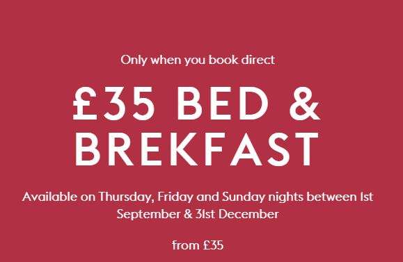 Village Hotel Sale - £35 bed & breakfast for 2 on Thursday, Friday and Sunday nights from September 1st - 31st December