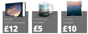 Canvas for £12 - Mug £5 - Cushion £10* at Picanova (Shipping costs from £7.99)