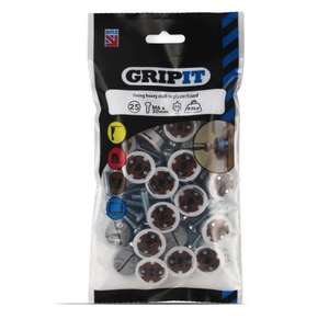 25 pack of Gripit Brown plasterboard fixings 20mm / Upto 93KG - £6.99 Delivered w/code @ Gripit