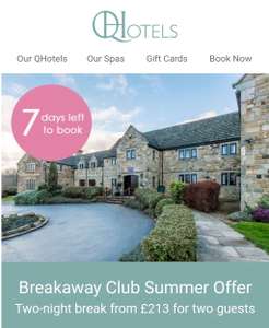 2 night break with dinner and extras £213 for two people @ Qhotels