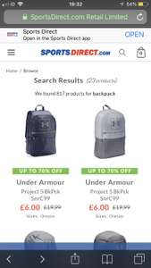 Under Armour Project 5 Backpack @ sportsdirect for £6 (+£4.99 P&P)