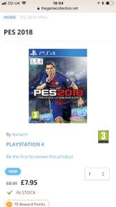 PS4 PES 2018 £7.95 with free delivery @ TGC