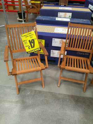 2 Wooden Folding Garden chairs with arms  - Better than half price - Reduced from £41 to £19.03 @ Bunnings Harlow