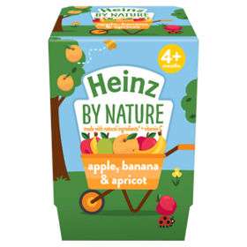 Heinz 4+ months by nature 2X 100g pots yoghurt, apple & banana & apricot ( 3 other flavours) 3 packs of 2 for £1 @ Asda