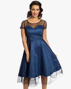 Upto 75% sale + 10% Off w/code: 'Leona' Royal Blue Polka Dot Mesh Prom Dress (Was £44) Now £9.00 (delivery £2.99 per order) at Lindy Bop