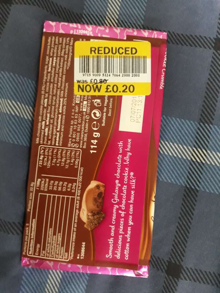 75% off Galaxy cookie crumble bar - 20p instore @ Tesco (Salford)