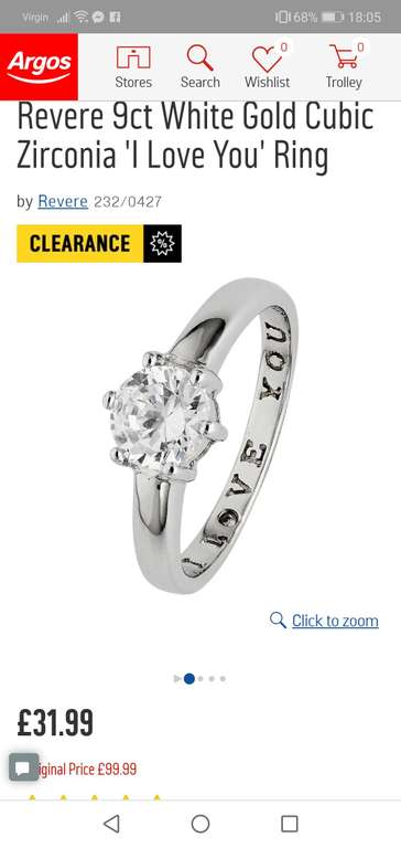 If you like it then you should put a ring on it. ARGOS clearance jewellery sale. Engagement ring - £31.99 (free C&C)