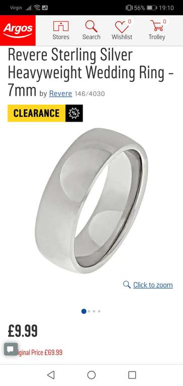 ARGOS Clearance Jewellery. Instore Only. Wedding bands - from £8.99