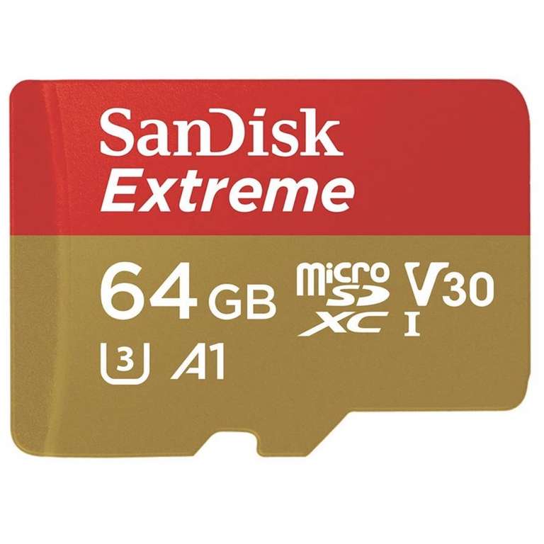 SanDisk Extreme 64GB microSD Memory Card Plus SD Adapter (Class 10, U3, 100MB/s) £17.99 (Prime) / £18.98 (non Prime) at Amazon