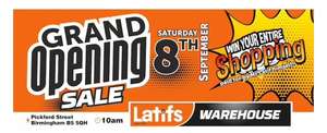 Latif’s grand opening sale Sat 8th Sep Birmingham