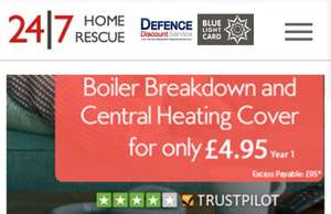 EMERGENCY/MILITARY SERVICES - BOILER / C-HEATING COVER - £4.95 (1 YR) (£95 excess) 24/7 Home Rescue