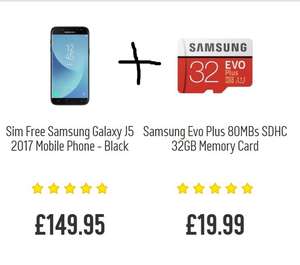 Samsung Galaxy J5 mobile phone + get FREE Samsung EVO Plus 32 GB for £149.95 FREE C&C @ Argos