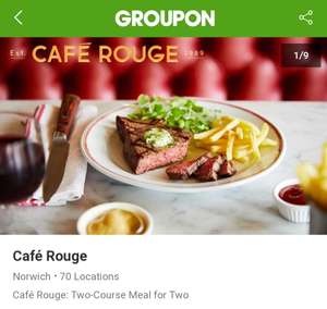 Cafe Rouge - Two courses for two people for £19 or three courses each for £23 with Groupon