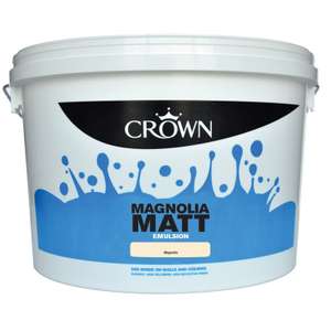 Crown Paint Magnolia/Brilliant white Emulsion Paint 10 Litres £10 @ Homebase Free C&C