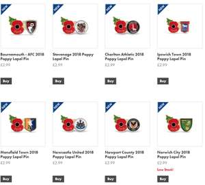 Football crest poppy badges £2.99 / £6.98 delivered  - 2018 stock at Poppyshop