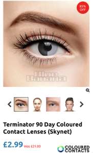 Halloween contact lenses reduced to £2.99 various styles p&p is £2.99 @ Blue Banana