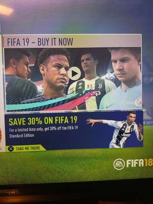 30% off FIFA 19 standard edition via FIFA 18 (PS4) via PSN - Account Specific
