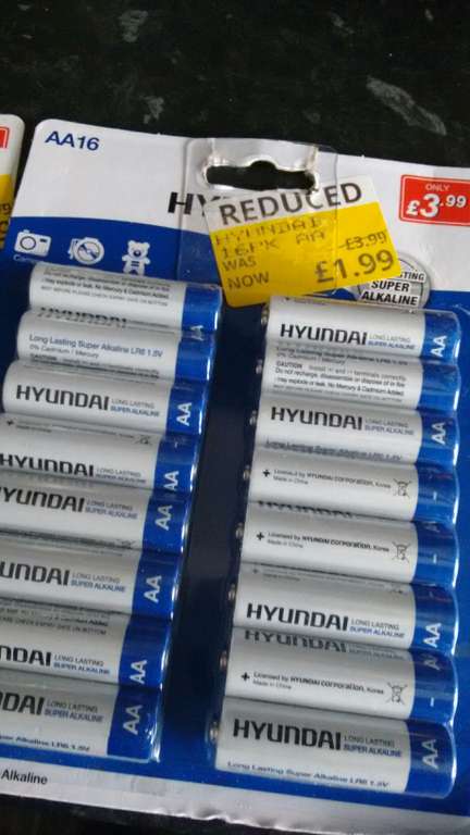 Half price AA batteries 16pk £1.99 @ Poundstretcher