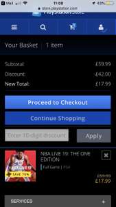 NBA LIVE 19 PS4 £17.99 @ PSN