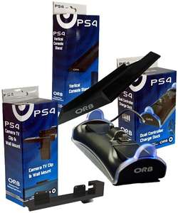 ORB PS4 Vertical Stand + Controllers Charge Dock + Camera TV Clip + Wall Mount for £9.82 Delivered @ Hitari