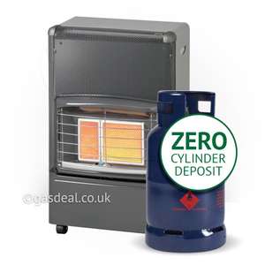 INFRARED FG46 PORTABLE HEATER and a 12kg butane gas bottle with ZERO cylinder deposit delivered FREE to your door at Gasdeal for £68.98