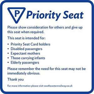 Southeastern Railway Card Free (Priority seat card) @ Southeastern Railway