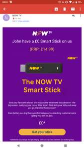 Now TV stick free with £5 postage check email