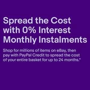 0% Interest for 24 Months on £199 Purchase (12 Months for £99 Purchase) when using Paypal Credit @ eBay