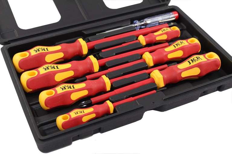 VDE Screwdriver Set 7 pcs plus Voltage Tester £11.53 (£4.49 postage non Prime) Sold by JKR Distribution Ltd and Fulfilled by Amazon