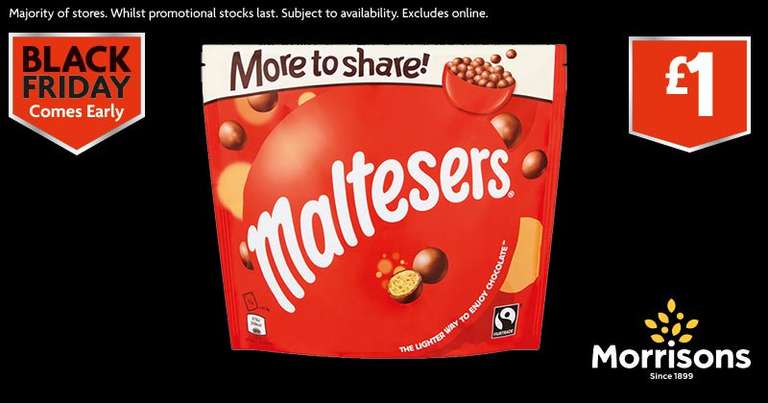 Morrisons Black Friday Deals - Maltesers Share Bag 166g £1 - Comfort 5L Concentrate £5 (166 washes) - BOGOF selected toys (more in post)
