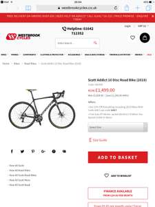 Scott addict 10 disc road bike £1499 @ Westbrook cycles