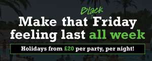 Eurocamp Black Friday offers. From £20 per night per party to £40 per night per party