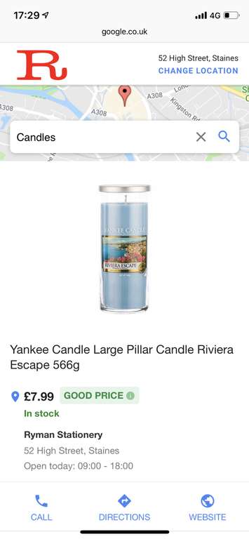 Large Yankee Candle 566g - £7.99 @ Ryman