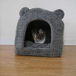40 Winks Teddy Bear Cat Bed - Grey - £10.49 @ Pet Planet (+£2.99 P&P)