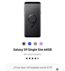 [Samsung Early Xmas Sale] Galaxy S9 Single Sim 64GB + Free Gear VR headset worth £119 + Trade In Samsung galaxy s7 @ Samsung